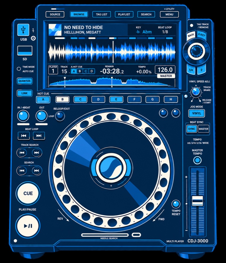 Controladora de DJ tocando No Need To Hide